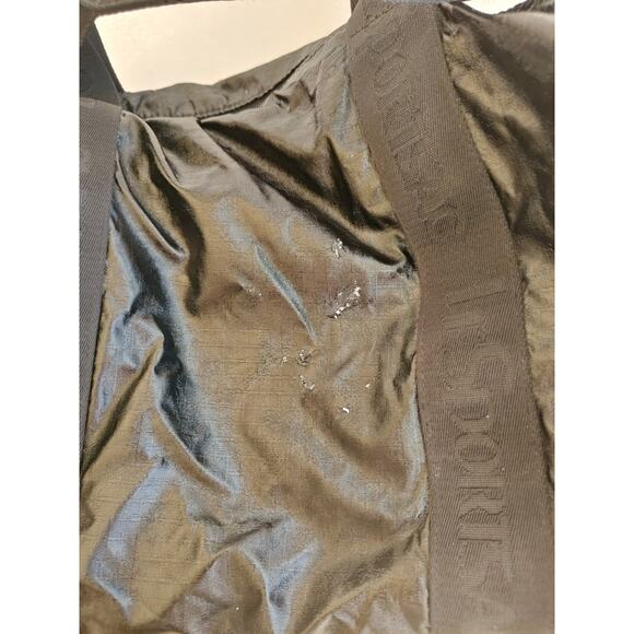 Lesportsac Weekender Bag Black Shiny 14" Overnight Pockets Coated Duffe Bag Rare - Picture 6 of 14